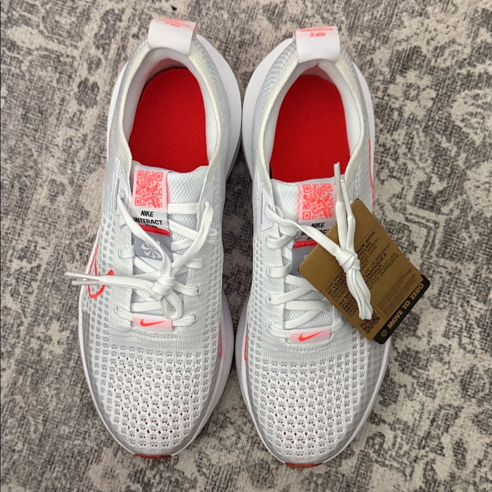Nike Interact Rin-White Running Sneakers with Neon Pink Accents - Picture 4 of 4